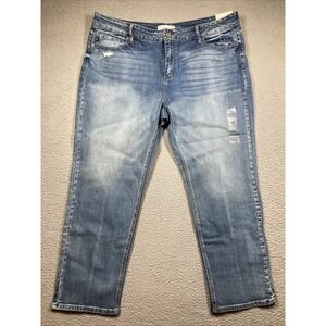 Can Can Jeans‎ Women's Plus 24x30 Blue Straight Light Wash Distressed Stretch